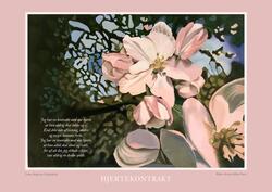 Hjertekontrakt - plakat med min søsters maleri af den første æbleblomst i min have - A3  297×420 vandret trykt på lækker kvalitet plakatpapir inklusiv kraftig forsendelses emballage Pakkes i smuk gaveindpakning