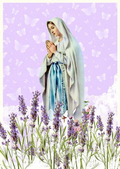 Divine Feminine: Maria i lavendelmark med sommerfugle - klassisk a6 størrelse 2 kort + 2 kuverter
