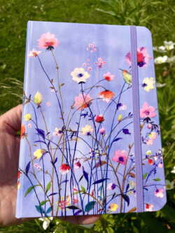 Blomstermark notesbog hardcover med linjer 16/21 cm 160 sider syrefrit papir - Pakkes i smuk gaveindpakning