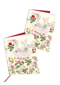 2 søde vintage rosenbøger med linjer A6 lommeformat i hver sin cellofanpose med sløjfe, så du har to små søde gaver