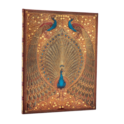 UDEN LINJER Golden Peacock særligt eksklusiv notesbog i stort format  18/23 cm 144 syrefri sider Indbundet som gammel bog I smuk indpakning hardcover