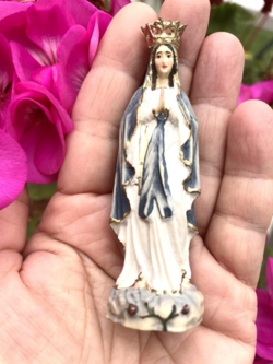 Himmel-Dronning Maria figur miniature  håndskåret og håndmalet træ så lille som en finger