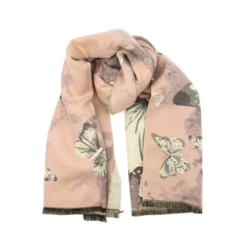 Sommerfugle-tørklæde 80% viskose 20% uld ROSA Kommer om en uge