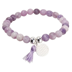 Armbånd til INDRE RO Lepidolit-sten med lille forsølvet mandala kommer om en uge