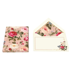 Mappe med 10 kort og 10 kuverter roser med "guld-pulver" dekoration