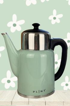 Vintage grøn Fantastisk stor og smart retro elkedel med termokande-effekt og temperaturvalg 1,7 liter (BEMÆRK grundet kassens størrelse pakkes denne IKKE i gaveindpakning) FRI FRAGT