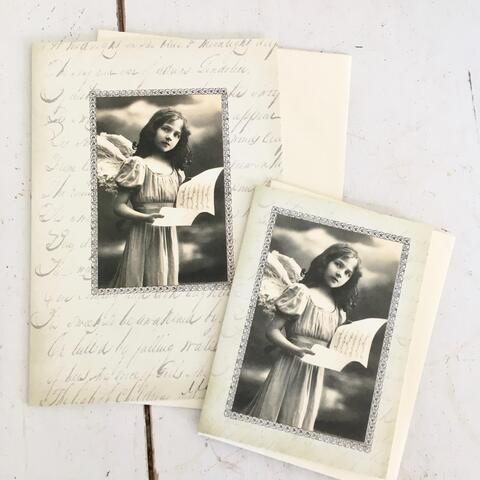 2 flotte Vintage dobbelt folde ud postkort med kuverter 12/17 og 11,5/ 8,5
