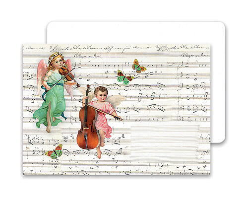 Musik-Engle 1 stk dekoreret kuvert med blankt kort til at skrive på
