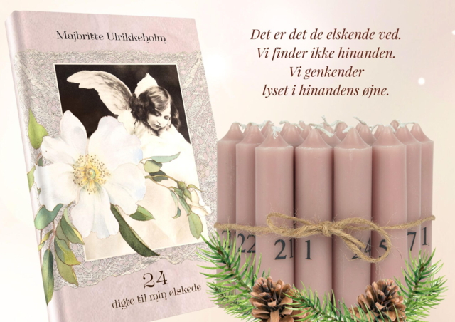 Poetisk julekalender 24 digte til min elskede sammen med æske med 24 bedelys med tal fra 1-24 i smuk gaveindpakning spar 75,- Begrænset antal