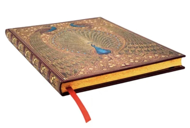 UDEN LINJER Golden Peacock særligt eksklusiv notesbog i stort format  18/23 cm 144 syrefri sider Indbundet som gammel bog I smuk indpakning hardcover
