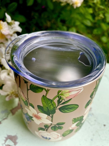 Termokrus "Vintage Blomster" 420 ml bæredygtigt uden giftstoffer - holder varmt i tre timer - til skrivebordet eller til at have med i haven
