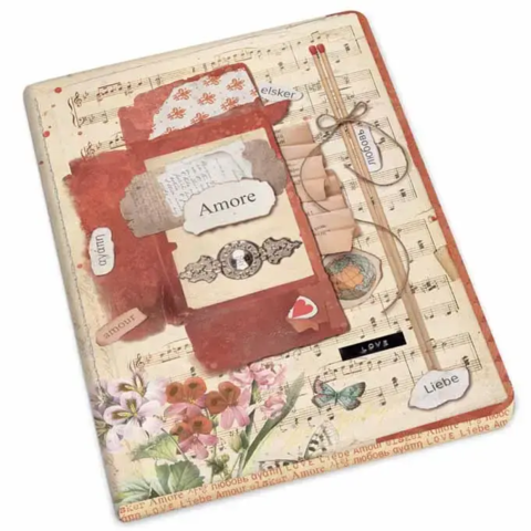 Kærligheds-notesbog Italiensk Vintage  A5 192 sider MED LINJER blødt pap-omslag rustikt genbrugspapir