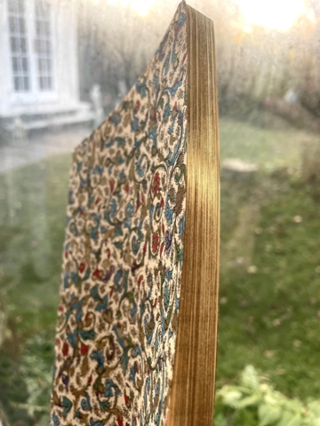 Gylden/blå Italiensk notesbog A5 192 sider MED LINJER blødt pap-omslag rustikt genbrugspapir med "guld"støv og "forgyldte" sidekanter