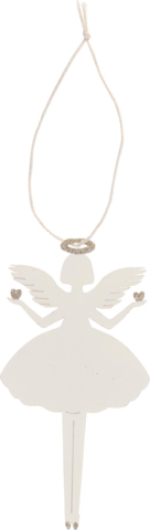 5 Papirklip-Engle med glimtende hjerter  i en fin gavepose med sløjfe (hver engel er i sin egen lille cellofan-pose)