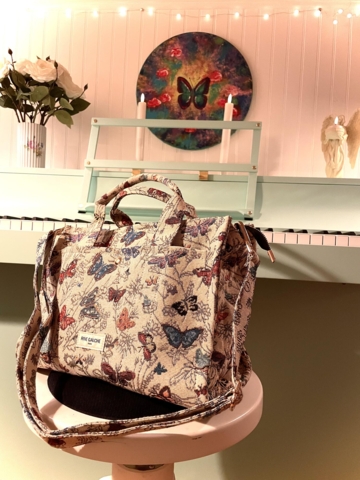 Sommerfugle-taske Gobelin med praktisk halvlynlås og foring FRI FRAGT Fra designer i Paris ingen animalske produkter i denne taske