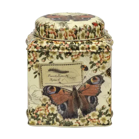 Butterfly 200 grams metal-teæske med sommerfugle 10/12,5 cm