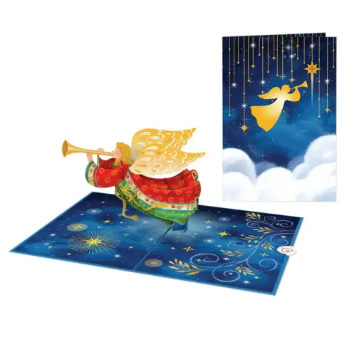 Håndlavet Pop up kort Universets Engel 12/17,5 cm foldet + kuvert - fra tysk firma