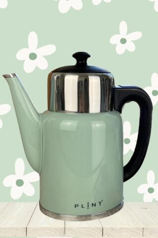 Vintage grøn Fantastisk stor og smart retro elkedel med termokande-effekt og temperaturvalg 1,7 liter (BEMÆRK grundet kassens størrelse pakkes denne IKKE i gaveindpakning) FRI FRAGT