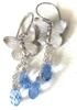 Sølv-Sommerfugle med LYSEBLÅ Light Sapphire Swarovski krystaller 