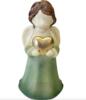 Hjerte-Engel miniature håndskåret og håndmalet med guldhjerte 7 cm ahorntræ Pakkes i fin organzapose