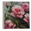 HÅNDLAVET NOTESBOG PINK ROSE 20/20 cm med stof-omslag og tekstiltryk UDEN LINJER