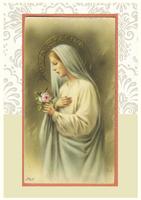 Rosa Mystica 2 Maria-postkort A6 (lille klassisk postkortstørrelse) med digtet Hjertet bag Hjertet på bagsiden med kuverter