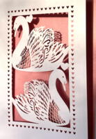 Svane-papirklip dobbelt postkort med kuvert (12/16 cm) 1 stk.