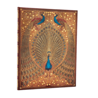 UDEN LINJER Golden Peacock særligt eksklusiv notesbog i stort format  18/23 cm 144 syrefri sider Indbundet som gammel bog I smuk indpakning hardcover