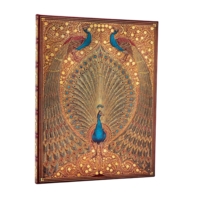 MED LINJER Golden Peacock særligt eksklusiv notesbog i stort format  18/23 cm 144 syrefri sider Indbundet som gammel bog I smuk indpakning hardcover  