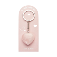Nøglering med hjerte i ægte Rosenkvarts